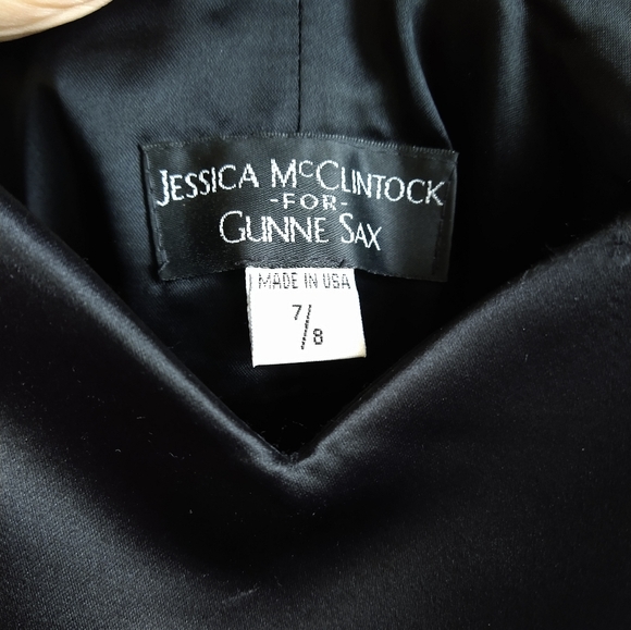 Y2k Jessica McClintock for Gunne Sax Glam Goth Halter Black Pink Prom Dress 7/8 - Picture 5 of 5
